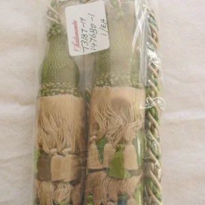 Scalamandre Lyon 100% Silk Double Tassel Tieback Beige Brown Green