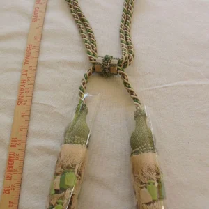 Scalamandre Lyon 100% Silk Double Tassel Tieback Beige Brown Green