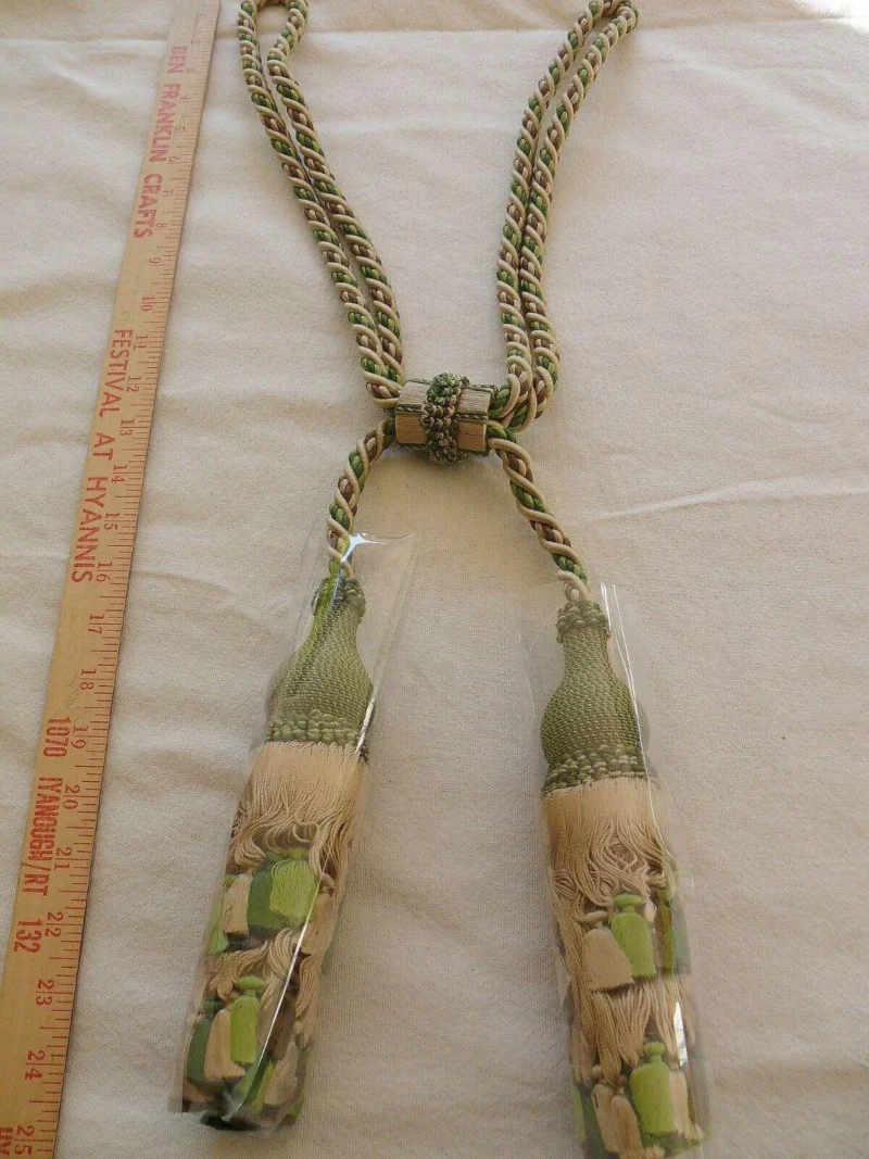 Scalamandre Lyon 100% Silk Double Tassel Tieback Beige Brown Green