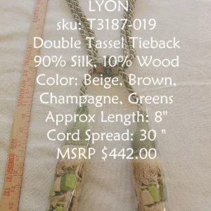 Scalamandre Lyon 100% Silk Double Tassel Tieback Beige Brown Green