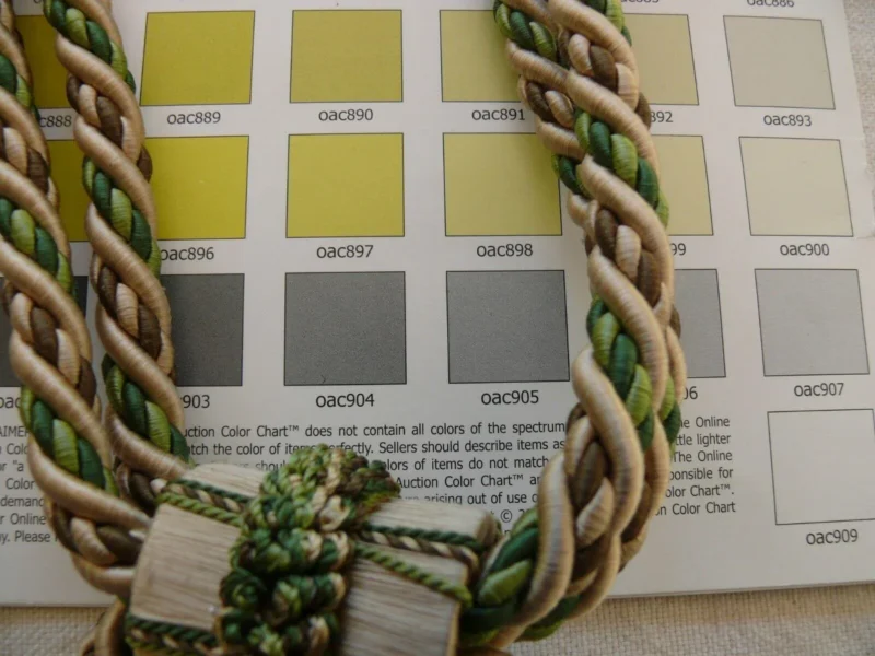 Scalamandre Lyon 100% Silk Double Tassel Tieback Beige Brown Green