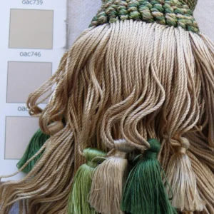 Scalamandre Lyon 100% Silk Double Tassel Tieback Beige Brown Green