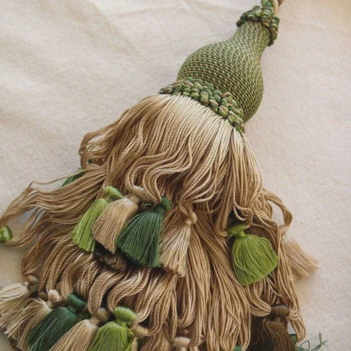 s-l1600 - 2022-12-26T115158.664 Scalamandre Lyon 100% Silk Double Tassel Tieback Beige Brown Green