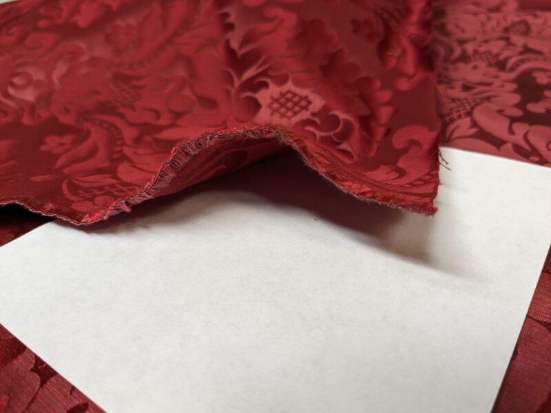 IMG_3227 High End Veranda Renaissance Damask 100% Silk Ruby Red Crimson