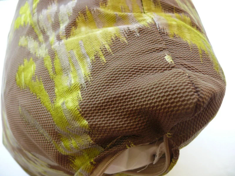 P1580572 OLD WORLD WEAVER VISBY 100%SILK LAMPAS BROWN & LIME GREEN PILLOW 18X18" #1506