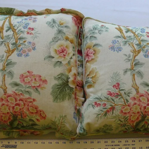 P1580608 SCALAMANDRE DESIGNER PILLOWS PAIR BUCKINGHAM GARDEN LINEN MSRP00+
