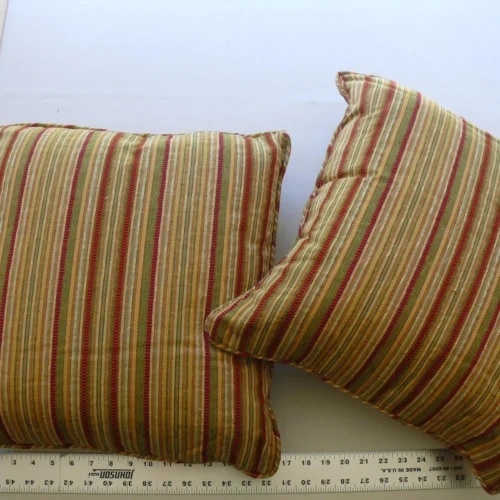 P1580623 SCALAMANDRE DESIGNER 2 PILLOWS 17x17" SILK STRIPE WINE RED ROSE RED MSRP0