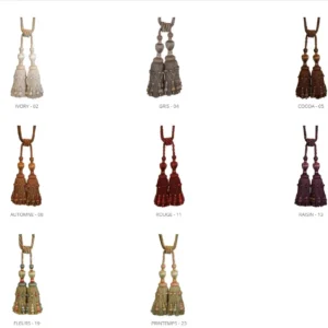 Samuel & Sons Normandy Double Tassel Tieback Printemps Beige Green Gold Coral Special Order MSRP USD 1050/Each