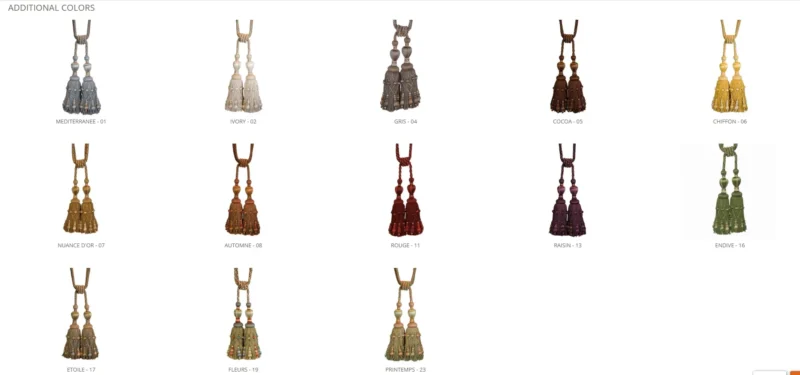 Samuel & Sons Normandy Double Tassel Tieback Printemps Beige Green Gold Coral Special Order MSRP USD 1050/Each