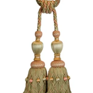 Samuel & Sons Normandy Double Tassel Tieback Printemps Beige Green Gold Coral Special Order MSRP USD 1050/Each