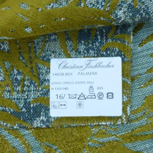 P1020459 1 Berkbox49 Scalamandre Square Palmero Chenille Green Chatreuse & Blue Palm Foliage MSRP USD 200+/yard