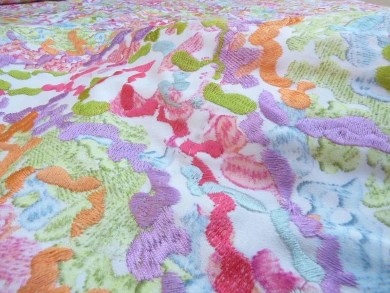 P1020564 1 Berkbox50 Scalamandre Square Tropical Reef Colorfulness Embroidery Cotton 2.4yd MSRP USD 600+/yard