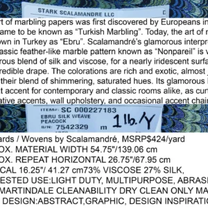 P1100447.jpg Scalamandre Ebru Silk Weave Peacock Marbled Paper Silk Jacquard Texture Blue Black Olive Green MSRP USD 424