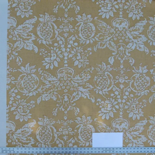 P1100472.jpg Scalamandre Padua Deep Yellow/ecru Classic Pomegranates Hand Printed Linen in U.S. MSRP USD 174/y