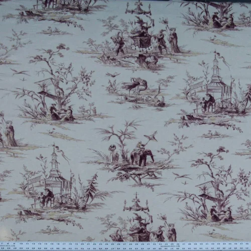 P1100480.jpg Scalamandre Voyage En Chine Print Mauve Chinoiserie Asian Garden Elephant Brown Beige MSRP USD 388