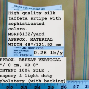 P1100758.jpg Scalamandre Bon Chance Multi Silk Taffeta Stripe With Sophisticated Colors Yellow Gold Red Turquoise Blue MSRP USD 132