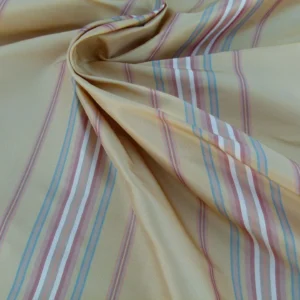 P1100762.jpg Scalamandre Bon Chance Multi Silk Taffeta Stripe With Sophisticated Colors Yellow Gold Red Turquoise Blue MSRP USD 132