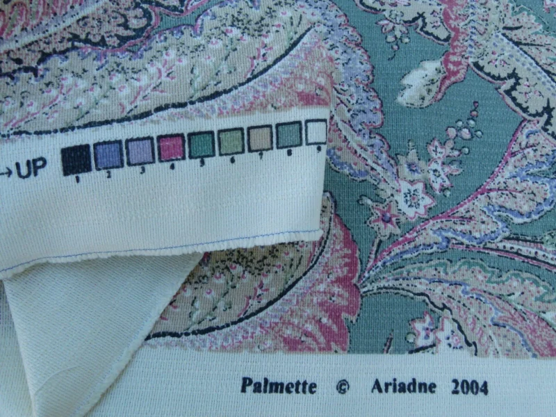 P1100806.jpg Scalamandre Palmette Green Hand Screen Printed  MSRP USD 250