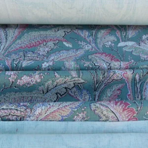 P1100809.jpg Scalamandre Palmette Green Hand Screen Printed  MSRP USD 250