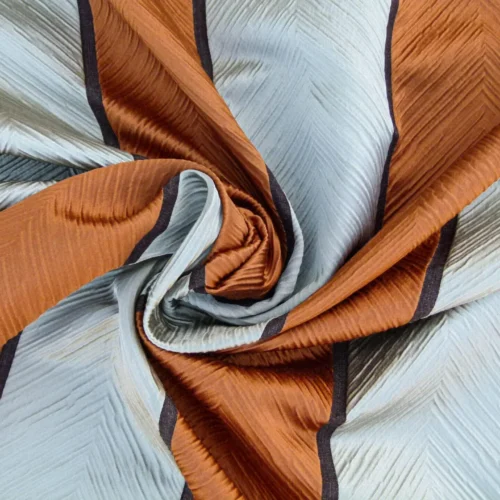 P1110269.jpg Scalamandre Raja Copper Titanium & Chocolate Spectacular Orange White Stripes In Silk Blend Silky Hot Textured And Bold White Brown MSRP USD 250/y