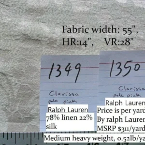 P1550966C Bty Ralph Lauren Clarissa Damask Camellia Pale Pink Peony Blossom MSRP USD 311/Yard