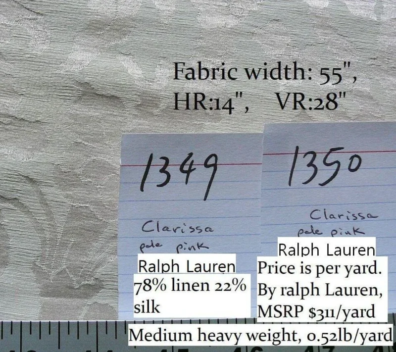 P1550966C Bty Ralph Lauren Clarissa Damask Camellia Pale Pink Peony Blossom MSRP USD 311/Yard