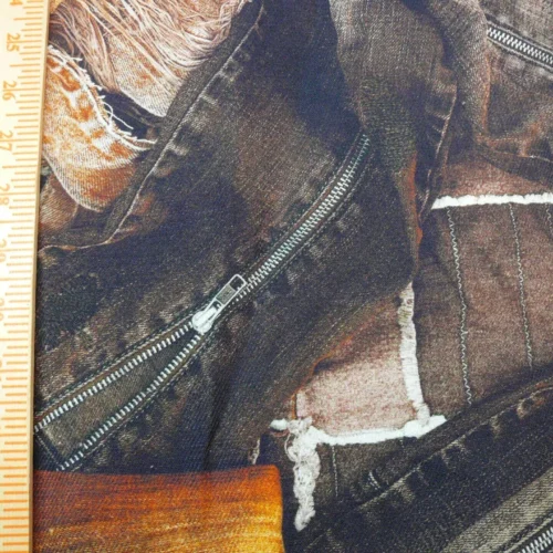 P1650492 14d 2.4yds Scalamandre Lelievre Square Rp7/y Jean Paul Gaultier On The Road 1960's  Orange Rust Denim Print Tool Machine 1960s