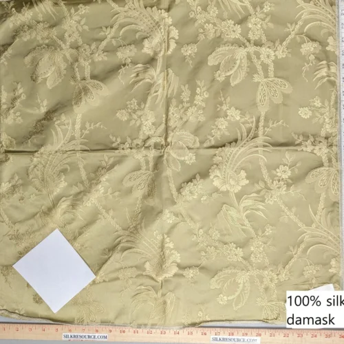 PXL_20230109_190000302 by yard 100% Silk Damask Lace Curvy Botanical Flower Vines Art Neuveu Willow Yellow Gold
