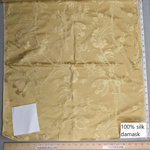 PXL_20230109_190500775 100% Silk Damask Lace Curvy Botanical Flower Vines Art Neuveu Goldspun Gold
