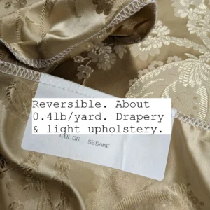 PXL_20230109_190734675 by yard 100% Silk Damask Lace Curvy Botanical Flower Vines Art Neuveu Sesame Gold