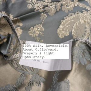 PXL_20230109_191154352 100% Silk Damask Lace Curvy Botanical Flower Vines Art Neuveu Dusk Gray Gold bty