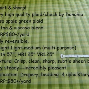 donghia1edit Smart! By Yard Donghia Apple Green Plaid Check Cotton& Viscose Mid-Century MSRP USD 180/yard