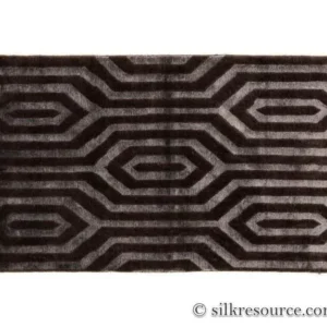 FRIBOURG20Dim20grey202.jpg Stark Fribourg Dim Grey 2'11" X5' New Oriental Tibetan Rug Lattice Maze Silk Wool MSRP USD 1560