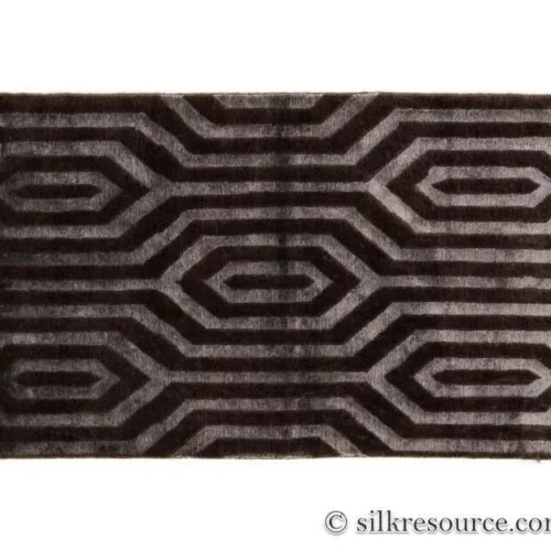 Stark Fribourg Dim Grey 2'11" X5' New Oriental Tibetan Rug Lattice Maze Silk Wool MSRP USD 1560