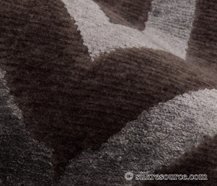 FRIBOURG20Dim20grey205.jpg Stark Fribourg Dim Grey 2'11" X5' New Oriental Tibetan Rug Lattice Maze Silk Wool MSRP USD 1560