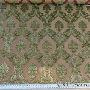 P1100156.jpg Scalamandre Pamina Beige Green Wine Red 19th C Carnation Floral Lampas Stripe Lace MSRP USD 352/y