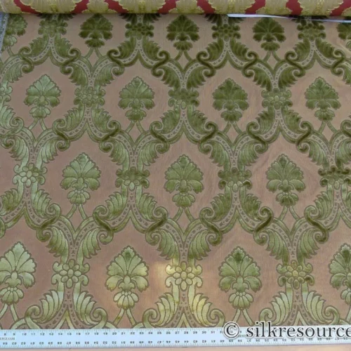 P1100156.jpg Scalamandre Italian Palmett Lime Green Palm Motif Silk Velvet Decadent Damask MSRP USD 650/Y