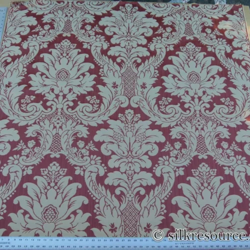 P1100379.jpg Scalamandre Layton Castle Peach Strie Cotton Damask Renaissance Classic Red MSRP USD 454/Y