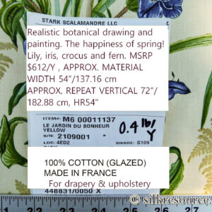 Scalamandre Le Jardin Du Bonheur Yellow Realistic Botanical Drawing And Painting. MSRP USD 612/y
