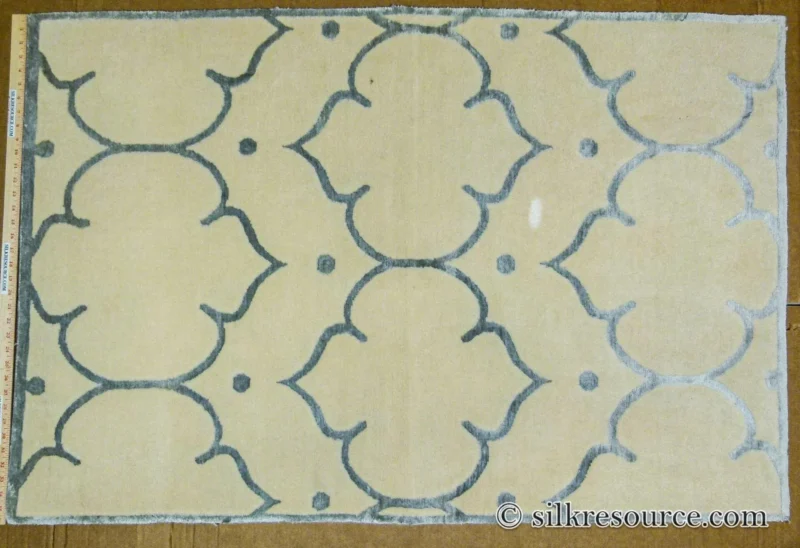 P1110320 Stark Fort Valley Antique White 3x5' Hand-knotted Wool Rug Blue Antique White Modern Medallion MSRP USD 741