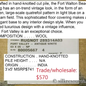 P1110322 Stark Fort Valley Antique White 3x5' Hand-knotted Wool Rug Blue Antique White Modern Medallion MSRP USD 741
