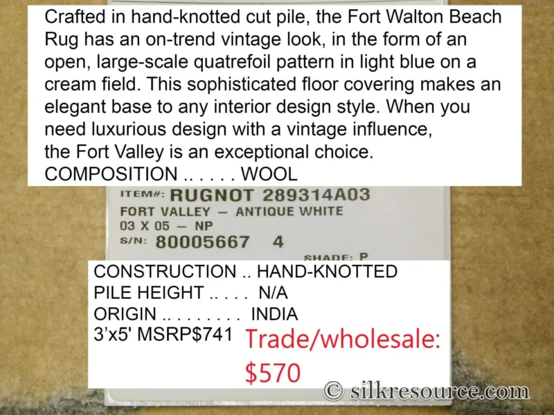 P1110322 Stark Fort Valley Antique White 3x5' Hand-knotted Wool Rug Blue Antique White Modern Medallion MSRP USD 741