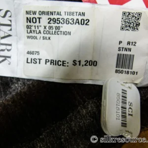 P1110337.jpg Stark Fribourg Dim Grey 2'11" X5' New Oriental Tibetan Rug Lattice Maze Silk Wool MSRP USD 1560