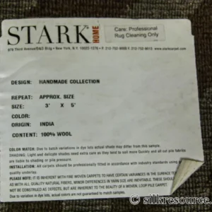 P1110339.jpg Stark Fribourg Dim Grey 2'11" X5' New Oriental Tibetan Rug Lattice Maze Silk Wool MSRP USD 1560