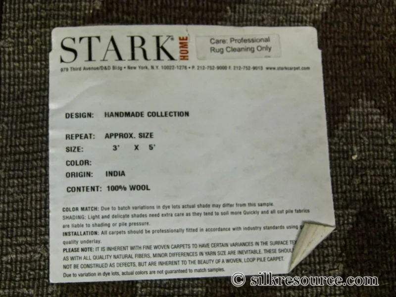 P1110339.jpg Stark Fribourg Dim Grey 2'11" X5' New Oriental Tibetan Rug Lattice Maze Silk Wool MSRP USD 1560