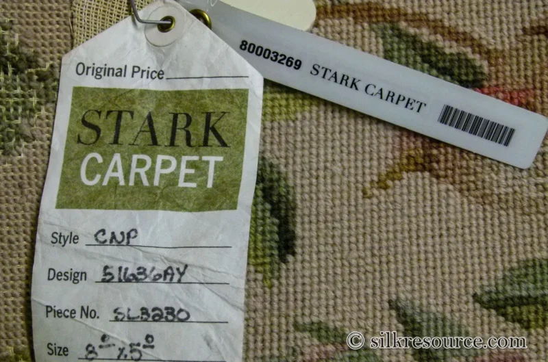 P1110394 Stark Bell Gardens Tan 8' X 5' Flower Birds Butterfly Garland 100% Wool Rug Pink Green Yellow MSRP USD 1300