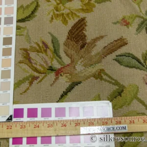 P1110398.jpg Stark Bell Gardens Tan 8' X 5' Flower Birds Butterfly Garland 100% Wool Rug Pink Green Yellow MSRP USD 1300