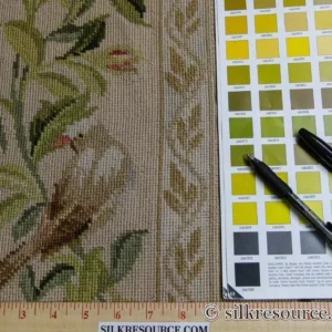 P1110400.jpg Stark Bell Gardens Tan 8' X 5' Flower Birds Butterfly Garland 100% Wool Rug Pink Green Yellow MSRP USD 1300