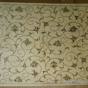 P1110404.jpg Stark Endicott Silver 5x8' Silk Wool Hand-knotted Rug Medallion Damask MSRP USD 4550