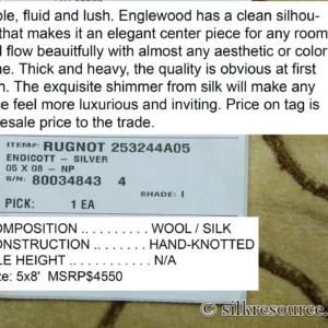 P1110407.jpg Stark Endicott Silver 5x8' Silk Wool Hand-knotted Rug Medallion Damask MSRP USD 4550